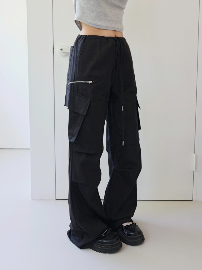 zipper cargo cotton pants